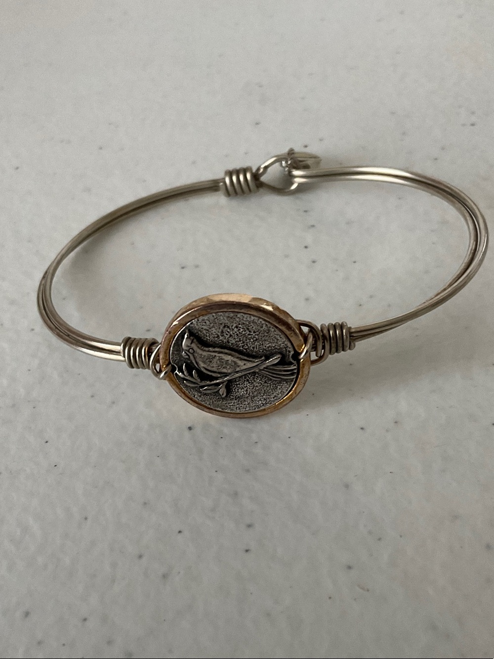 Luca + Danni Silver and Gold Bird Charm Bangle Bracelet